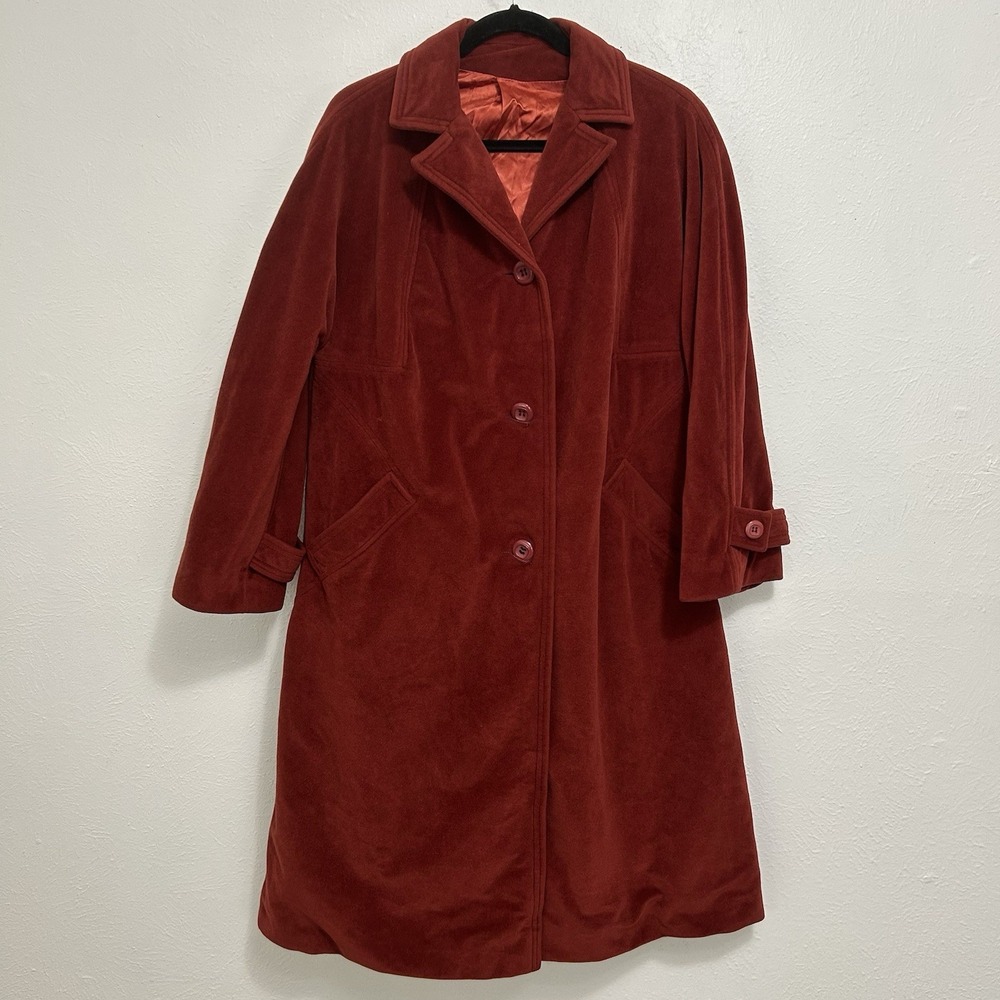 Vtg 70s Burgundy Red Juli de Roma Kajjmir-  Finest Man Made Cashmere Sz L